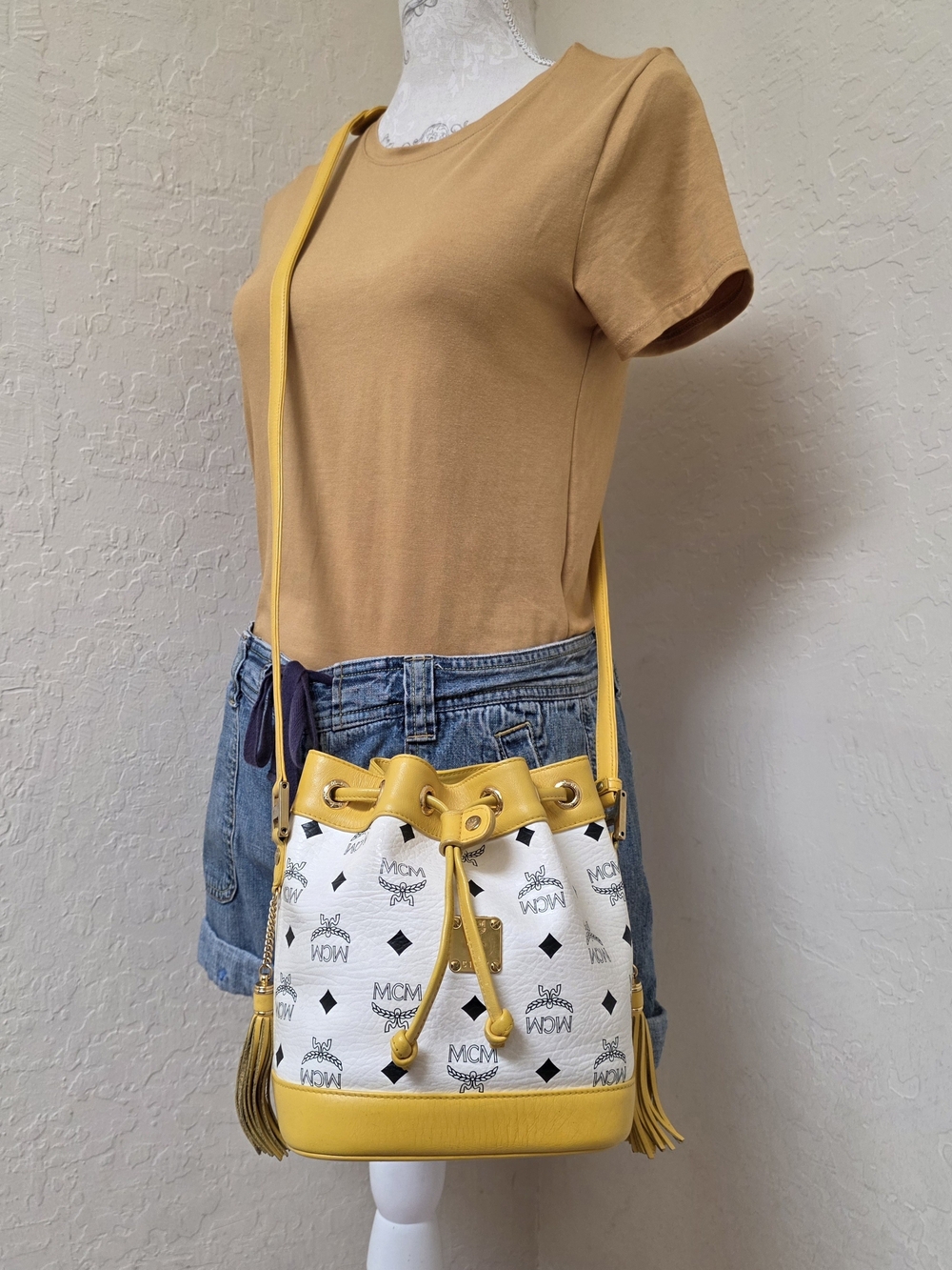 MCM Small Bucket Drawstring Crossbody Bag AUTHENTIC